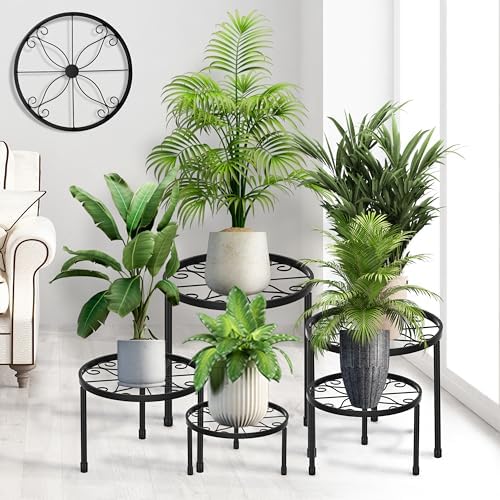 CADANI 5 Pack Metal Plant Stands for Outdoor Indoor, Anti-Rust Iron Flower Pot Stand, Heavy Duty Plant Pot Stand for Multiple Plant, Decoration Racks for Home, Patio & Garden by CADAINPlantStandOutdoor