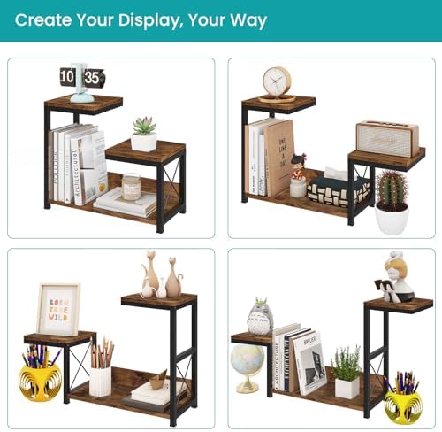 ELITEROO Desktop Shelf Organizer, 3 Tier Office Shelves, Wood Desk Organizers Storage Rack and Freestanding Display Shelf for Office, Dormitory, Home, Rustic Brown - Image 6