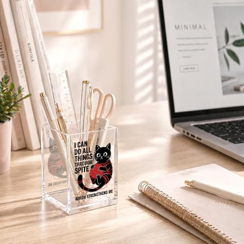 Funny I Can Do All Things Through Acrylic Pencil Holder Cup Gifts - Image 4