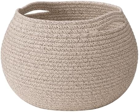 Goodpick Round Woven Rope Storage Basket for Shelves, 10" x 8.3", Jute by Goodpick
