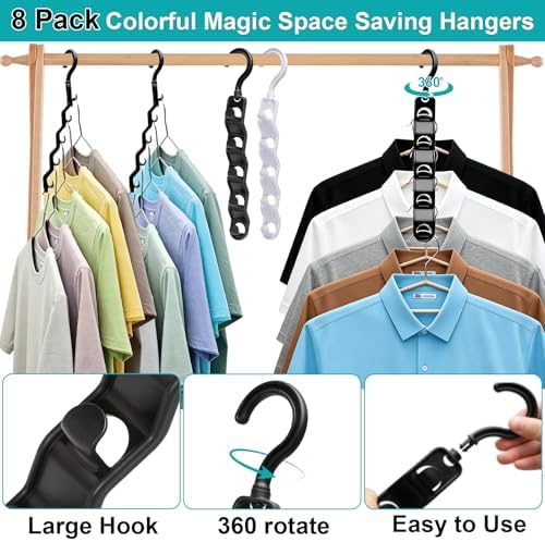 Closet Organizers and Storage,Upgraded Organization and Storage Clothes Hanger,10 Pack College Dorm Room Essentials,Sturdy Space Saving Hangers for Thick Clothe - Image 6