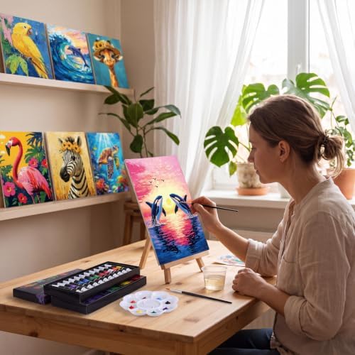 Amazingspark 16 Pcs Pre Drawn Canvas to Paint for Adults Flower Animal - Image 5