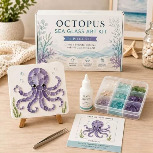 LWLQCZJ Sea Glass Art Kit - DIY Fun Craft Kit for Adults, Beginner Friendly (Octopus) - Image 3
