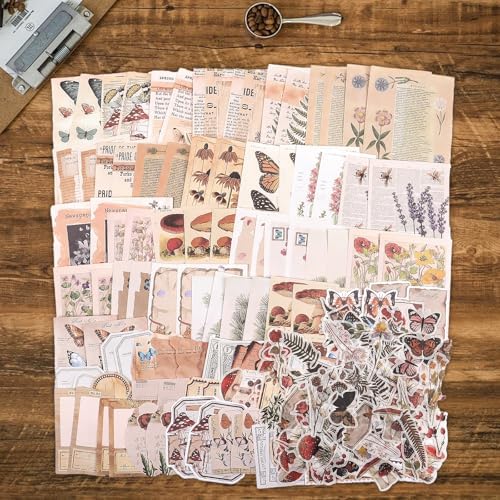 Huoberr Vintage Scrapbook Supplies Pack (200 Pieces) for Junk Journal Bullet Journals Planners Botanical Paper Stickers Craft Kits Aesthetic Cottagecore Collage Album - Image 7