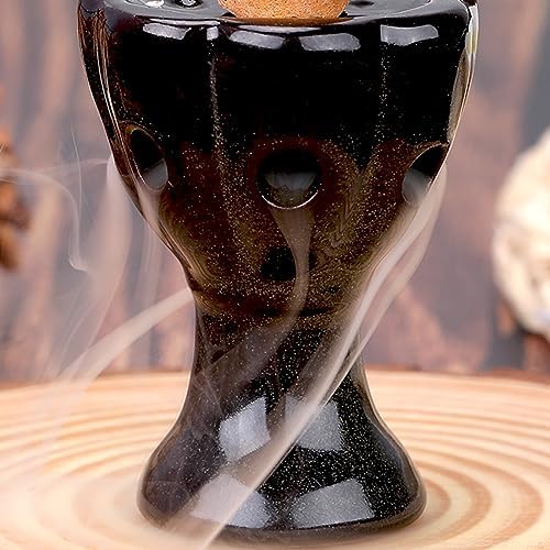 Mini Ceramic Incense Cone Holder, Waterfall Backflow Incense Burner, Incense Cone Burner Aromatherapy Ornament Home Decor for Yoga Meditation Office (Cup) - Image 5
