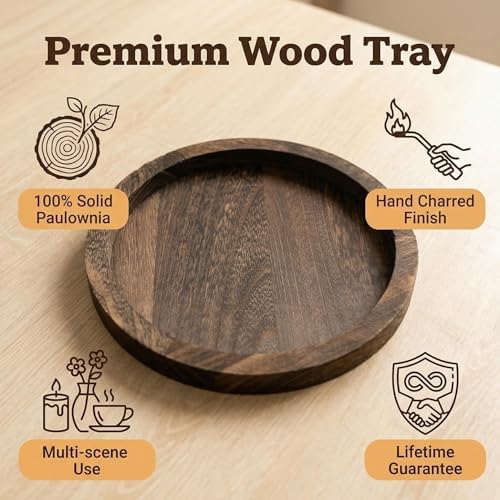 Wood Tray Round for Decoration: 100% Solid Wood - Image 3
