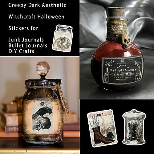 Prstincol 106 Pcs Potion Labels Stickers, Apothecary Sticker Dark Aesthetic Wine Bottle Sticker for Scrapbooking, Wicca Stickers for Junk Journal Bullet Journals DIY Crafts - Image 4