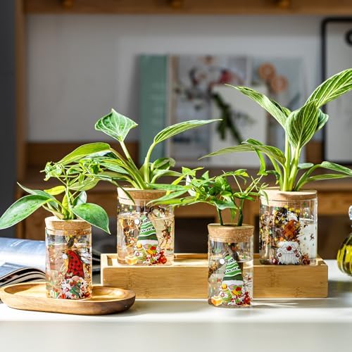 Christmas Vase, Christmas Themed Propagation Stations, Glass Propagation Vases for Plants, Cuttings, Desktop Planter Vase for Home & Office Decor, Set of 6 (3 Large & 3 Small) - Image 5
