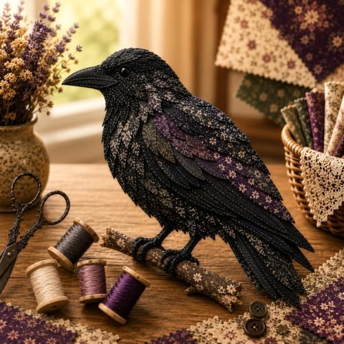 3D Patchwork Bird DIY Craft Kit, Home Wall Decor Gift, Stress Relief, Creative Handmade Art, Bird Design, Colorful, Delicate, Easy for Beginners, Unique Gift for Adults(Crow) by Unknown