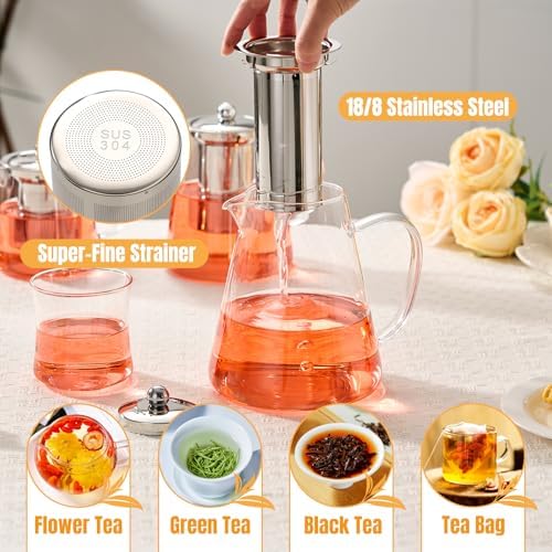 Baalaka Teapot with Infuser, 44 oz Borosilicate Glass Kettle, Stovetop - Image 6