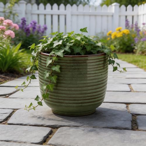 Ceramic Plant Pot, 5.12 Inch Small Planter with Unique Glaze, Home Decor Indoor Outdoor Flower Pot for Succulents Cactus Herbs, Living Room Office Decoration Farmhouse, Mint Green, No drainage hole - Image 6