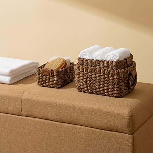 LA JOLIE MUSE Small Wicker Baskets for Organizing, Brown 3 Pack - Image 3