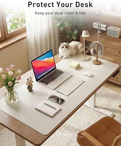 Aothia Faux Leather Desk Mat - Large Mouse Pad, Non-Slip PU Leather Blotter, Waterproof Writing Surface for Office and Home (Barely Grey, 40" x 24") - Image 3