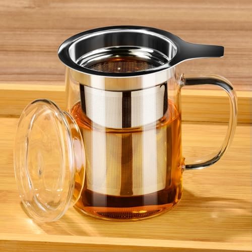 PARACITY Tea Mug with Infuser and Lid, 15 oz Clear Borosilicate Tea Cup - Image 2