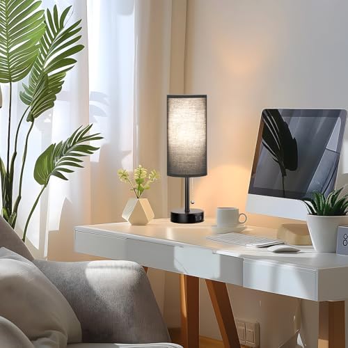 Black Bedside Lamp for Bedroom Nightstand - Small Table Lamp Set of 2 - Image 2