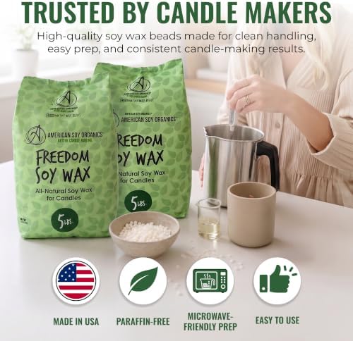 American Soy Organics Freedom Soy Wax Beads, All-Natural Candle Wax, 10 lbs - Image 6