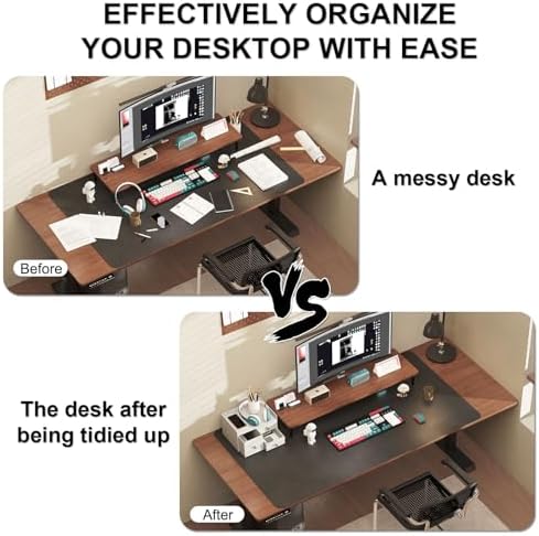 Bamboo Desk Organizer with Drawers,Wooden Desktop Storage (3 Drawer,White) - Image 4