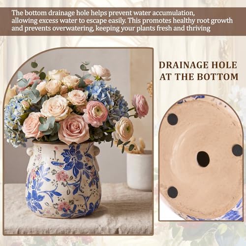 Ceramic Scroll Planter 6.5 Inch, Blue, Red - Image 4