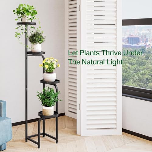 INGIORDAR Plant Stand Indoor Outdoor Corner Tall Plant Shelf 4 Tier Metal - Image 6