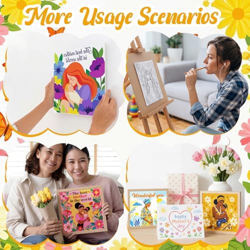 Honoson 6 Pcs 6 Inch Pre Drawn Outline Canvas Paint Kit with Pictures for Adults Paint Party Stretched Canvas Art Boards Set for Adult Beginner (Mother's Day) - Image 6