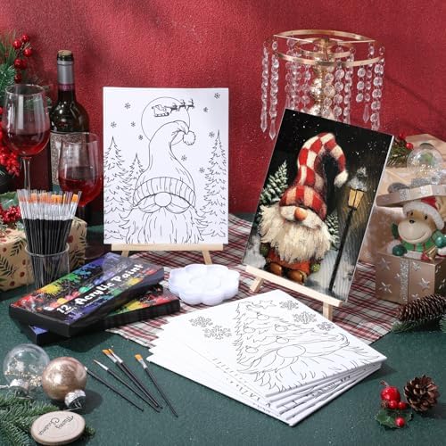 Cholemy 36 Pcs Paint and Sip Kit Gift for Adults 8''x10'',Christmas Gnomes - Image 2