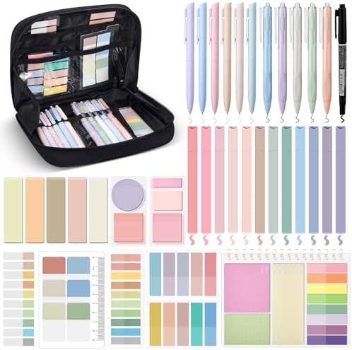 Jutom 41 Pcs Aesthetic Book Annotation Kit with Pencil Bag Bible Journaling Kit Notebook Sticky Note Tab Highlighter Black Ink Pen Page Marker School Office Supplies Bible Lover Gift (Black) by Jutom