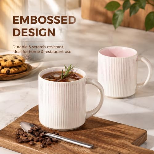 theterra Ceramic Coffee Mugs Set of 6, 14.2 oz Coffee Cups with Handle - Image 6