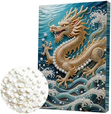 LQCrafK DIY Pearl Art Painting Handcraft Kit for Adults Beginners, Creative Design, Healing Stress-Relieving Home Wall Decoration, with Framed Painting and Tools-Dragon by LQCrafK