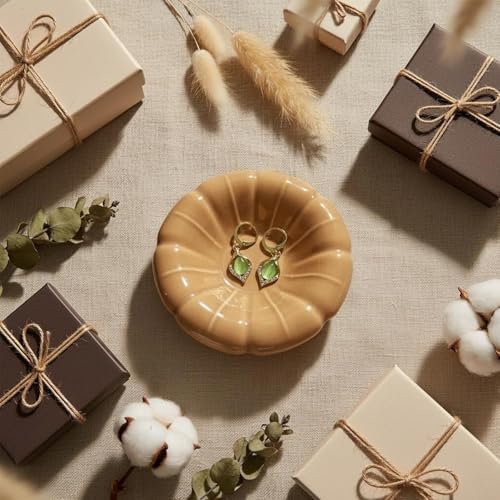 Ceramic Jewelry Tray,Nightstand Ring Holder Dish& Bathroom Jewlery Plate Bowl,Small Trinket Dish Tray for Friends, Mother, Sister (Brown-A) - Image 2