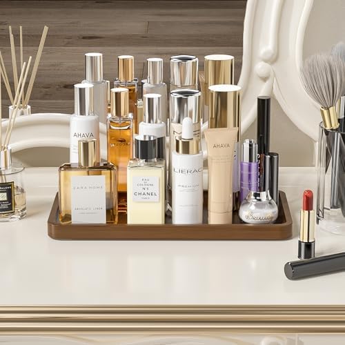 Weenson Bathroom Vanity Tray for Soap Dispenser, Perfume, Makeup, Dresser Jewelry, Decor, Candle, Bamboo Kitchen Tray for Counter Coffee Spice Salt Brown Toilet Tank Tray11.81”L x 6.1”W x 0.79”H - Image 2