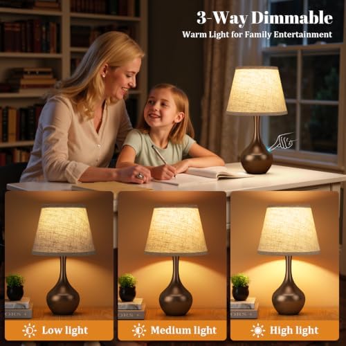 16.1" Touch Table Lamp for Nightstand, 3 Way Dimmable Small Bedroom Lamp - Image 2
