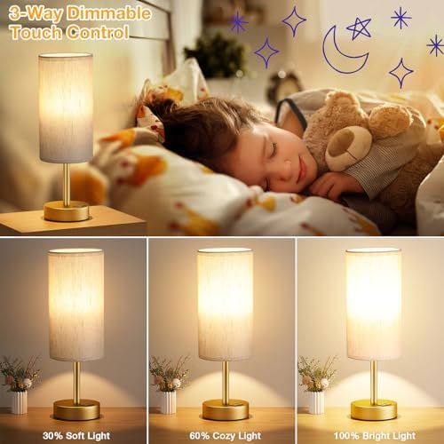 Dicoool Bedside Table Lamp for Bedroom - 3-Way Dimmable Touch Lamp, USB A+C - Image 3