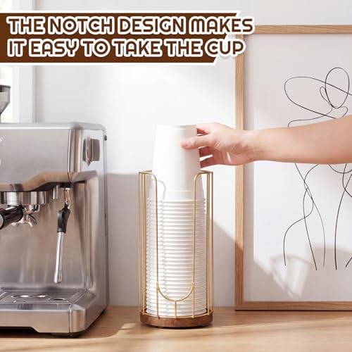 Geelin 18oz Adjustable Coffee Cup and Lid Dispenser with Wooden Base - Image 3