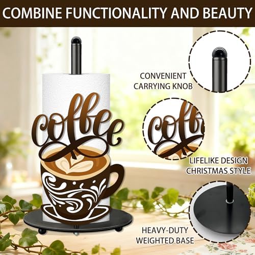 Coffee Paper Towel Holder, Coffee Decor for Countertop Cute Vintage Home Table, Housewarming Birthday Gifts for Cafe Lovers - Image 3