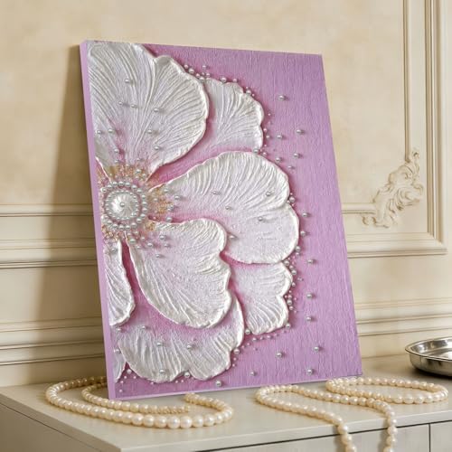 DIY Pearl Painting with Frame, Creative Design, Handmade Stress-Relieving Home Wall Decoration, Includes Frame and Tools-Flower-4 - Image 2