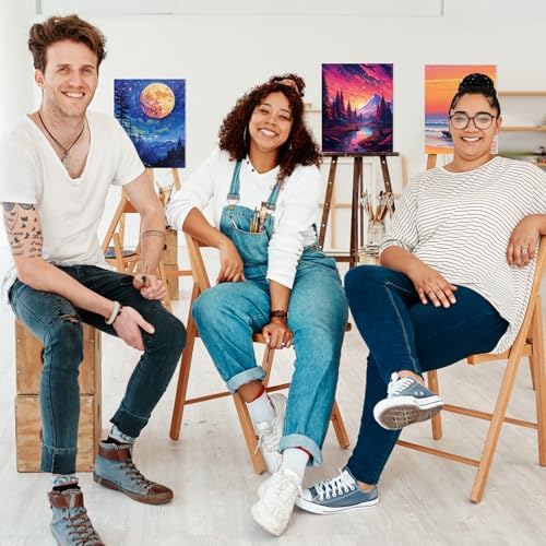 Zhanmai 88 Pcs 8 x 10 Inch Pre Drawn Canvas for Painting Kit Pre Stretched Canvas for Sip and Paint Party Favor Coloring DIY Virtual Party Birthday Gifts Adult's Date Night(Oil Painted Landscape) - Image 5