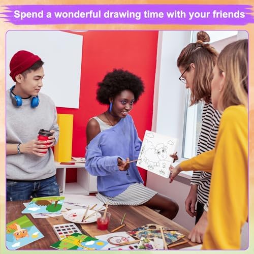Teling 12 Pcs Pre Drawn Stretched Canvas Kit for Adults Painting Pre Printed Canvas Outline for DIY Painting Party Favor,6 x 6 x 0.6 Inches(Animal) - Image 6