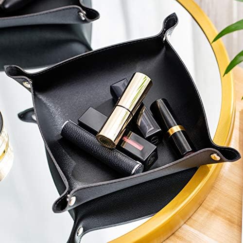 Leather Jewelry Valet Tray for Women and Man (2PCs Black-B) - Image 5