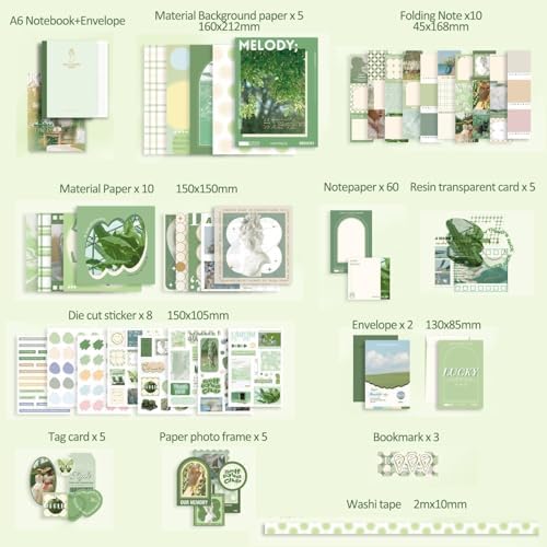 ATIRAMANIYA 346pcs Vintage Scrapbook Kit Aesthetic Junk Journal Set with Stickers, Washi Tape, A6 Notebook & Decorative Paper, All-in-One Scrapbook Kit Stationery (Poetry) - Image 7