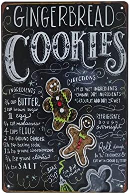 Food Vintage Tin Sign - Gingerbread Cookies Retro Metel Sign - Wall Decor wall sign for Kitchen Bakery Cafe Restaurant by TREEPERI
