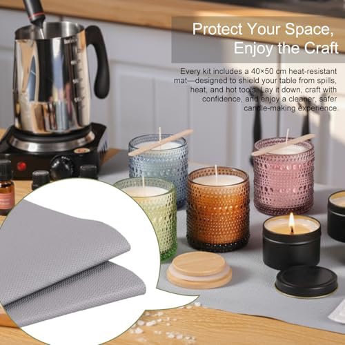 LAMORGIFT Soy Candle Making Kit with Wax Melter for Adults- Natural Soy Wax with Candle Making Supplies, 4 Jars& 4 Tins, Wax Melting Pot and More, Colored Scented Candle DIY Kit for Christmas Gift Set - Image 3