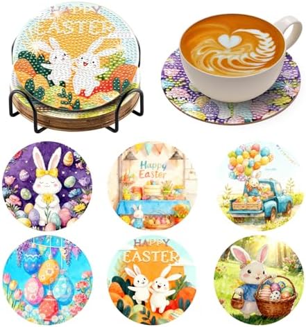 Zynlio Easter Diamond Paintings Coasters Kits Set with Holder,Diamond Art, DIY Diamond Crafts Coasters for Adults, Diamond Art Painting Kits for Women, Beginners, Diamond Craft Supplies (Easter) by Unknown