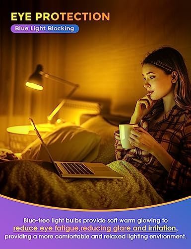 JandCase Sleep Light Bulb, Amber Light Bulbs,Sleep Therapy,Blue Light Block - Image 4