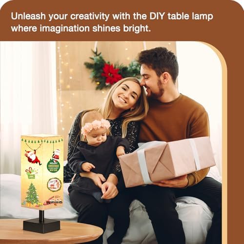 aooshine Small Bedside Table Lamp for Bedroom - Square Beige Fabric Shade - Image 5