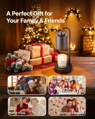 CASTLELIFE Dimmable Candle Warmer Lamp with Timer, Height Adjustable Candle Warmer for Jar Candles, Electric Wax Melt Warmer for Home Decor House Warming Gifts, Birthday Gifts for Women,Coffee - Image 7