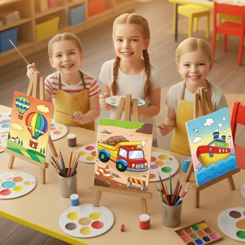 Louise Maelys 5x7Inch Pre Drawn Canvas for Painting for Kids,Transportation - Image 7