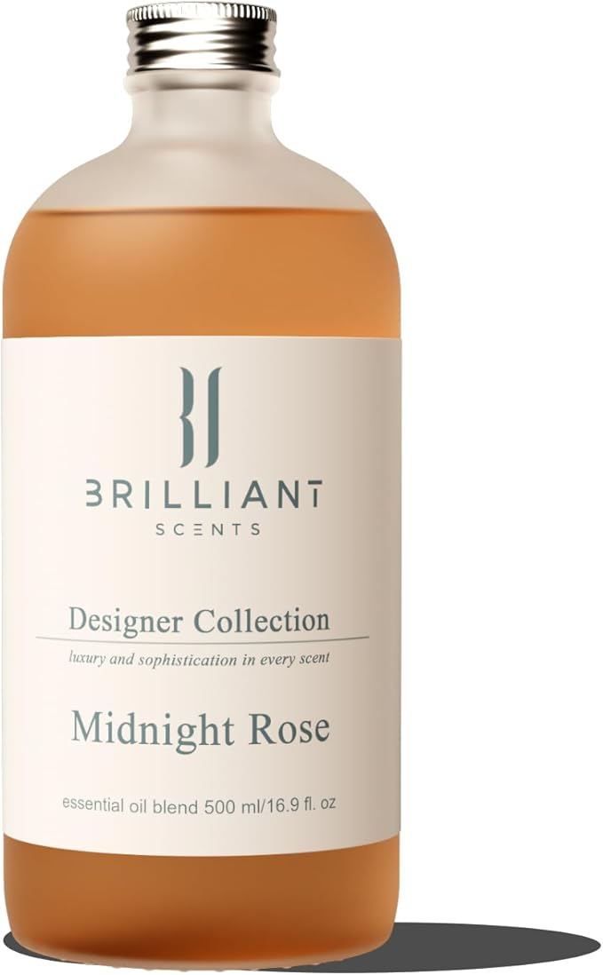 Brilliant Scents Midnight Rose Fragrance Oil 500ml - Premium Diffuser Oil for Home, Office, Hotels - Long Lasting, Plant-Based, Meets IFRA Standards, USA-Made - Rose, Vetiver, Tonka Bean