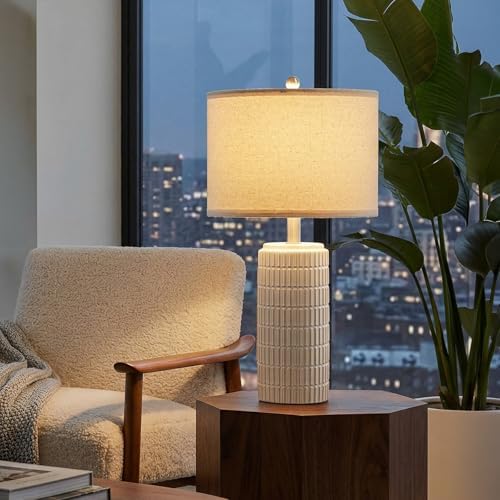 PoKat 23’’ Dimmable Table Lamps Set of 2 with Remote for Living Room, White - Image 4