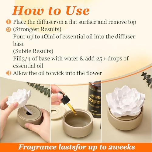 Honeydak 1 Pcs Ceramic Essential Oil Diffuser, Non Electric,Lotus - Image 3