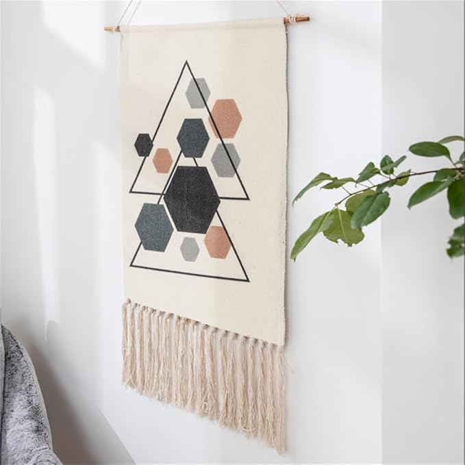 BMIDRUT Macrame Woven Wall Hanging Tapestry Home Decor Boho Bohemian Wall Art for Home Apartment Dorm Room Backdrop 20x35 Inch
